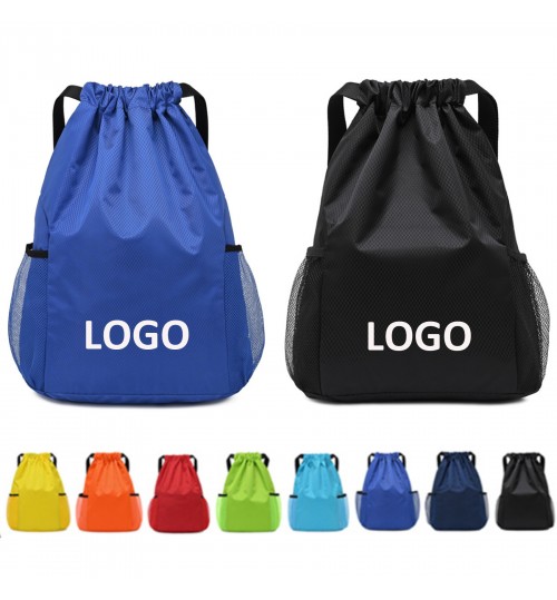 Drawstring Backpack Gym Bag With Pockets 